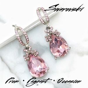 Pink Swarovski Crystal Drop Earrings